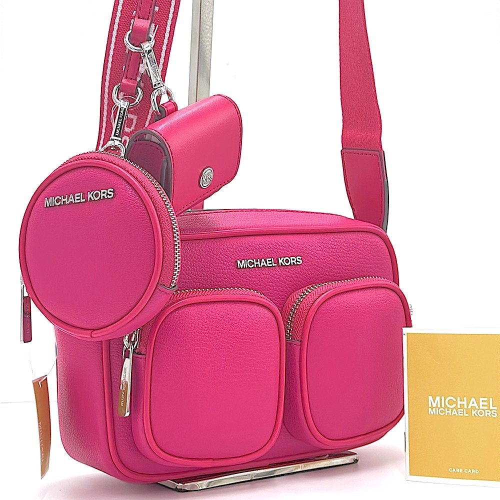 Michael Kors Jet Set Leather Medium Crossbody Bag with Case for Apple Airpods Pr